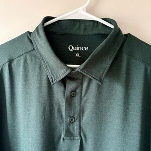Quince Men’s XL Performance Short Sleeve Shirt Forest Green Stretch Fabric